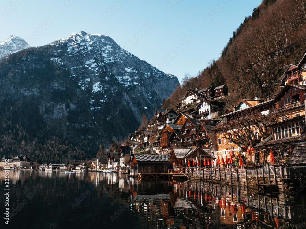 Hallstatt is small town in mountains