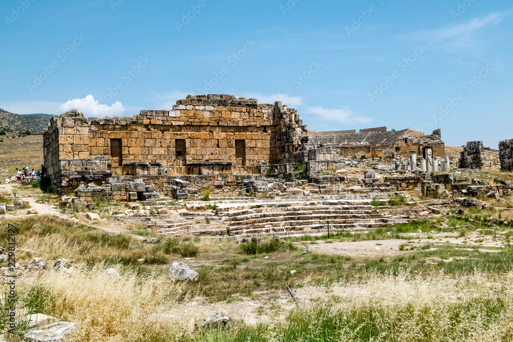 View of the ruins of the ancient city of Hierapolis.