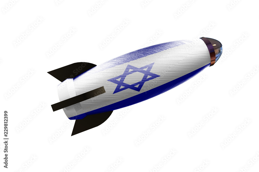 Obraz premium Rocket space ship with Israeli Flag 3D illustration