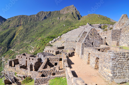 Machu picchu (old mountain), pre-columbian inca site situated on a mountain ridge above the urubamba valley in Peru.