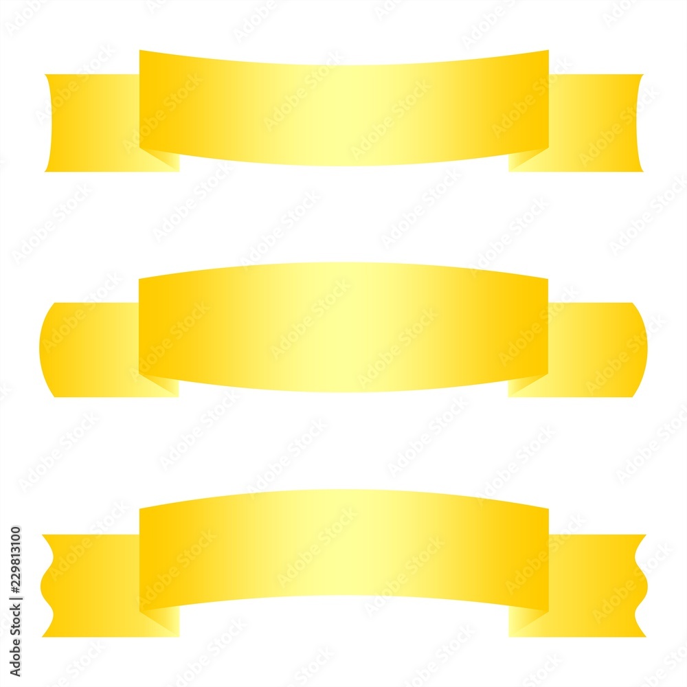 Set of three ribbon banners. Sign blank for advertising text, promotion or web. Symbol yellow vintage label. Set of three ribbon banners. Sign blank for advertising text, promotion or web. Symbol yellow vintage label.