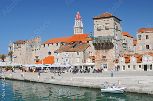 View of Trogir harbour and castle in Croatia.