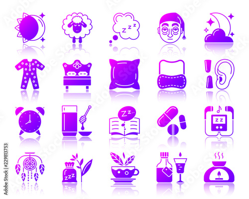 Insomnia simple gradient icons vector set