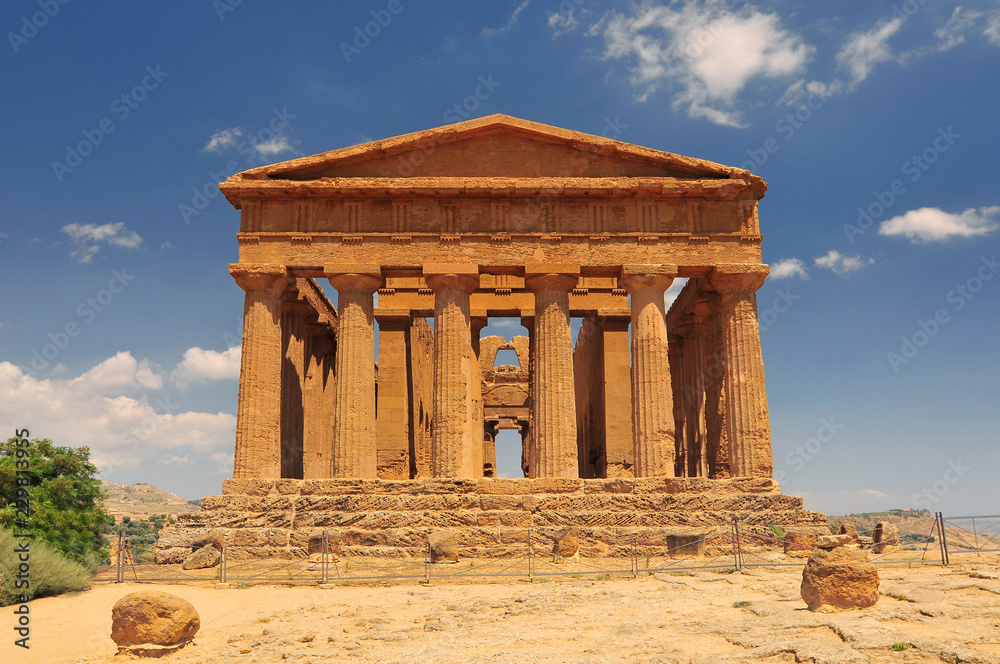 Temple of Concordia. Valley of the Temples in Agrigento on Sicily Italy.