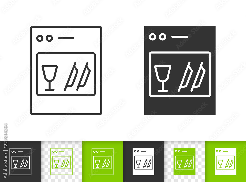 Dishwasher simple black line vector icon Dishwasher simple black line vector icon