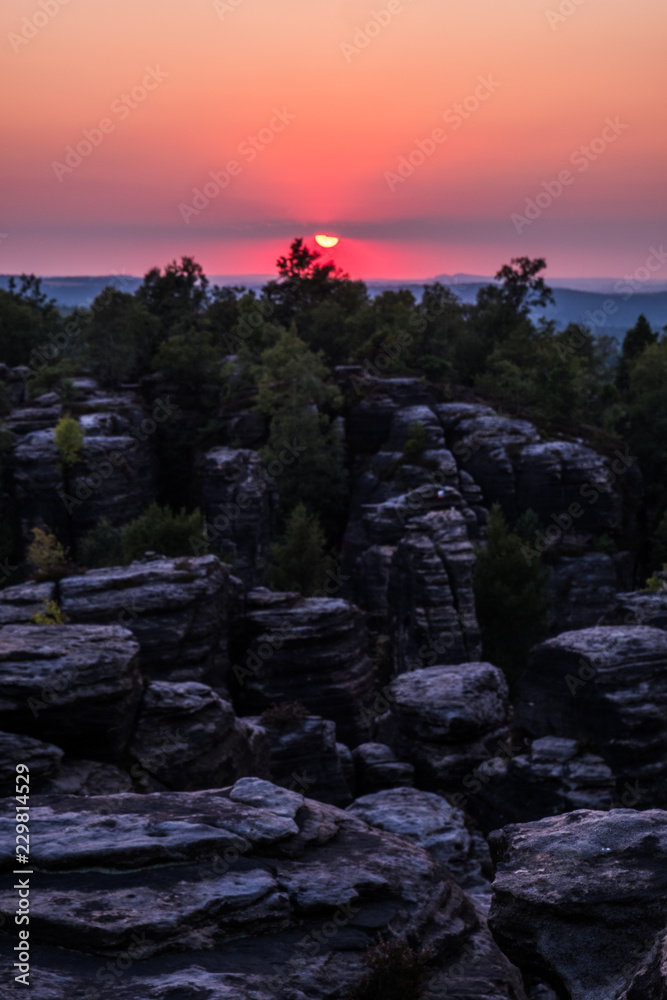 sunset and rocks