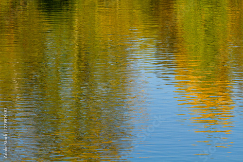 Texture water yellow and green сolour. Rippled water. Colorful pattern. Abstract art for background.