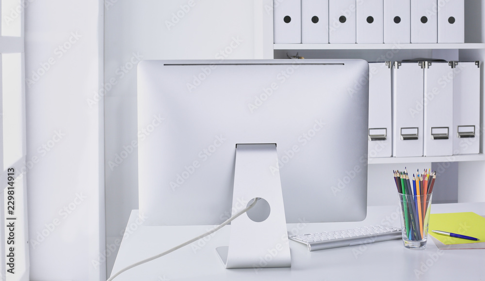 Workspace desktop, documents on the office table Workspace desktop, documents on the office table