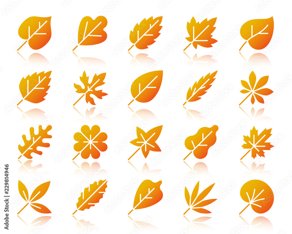 Organic Leaf simple gradient icons vector set Organic Leaf simple gradient icons vector set