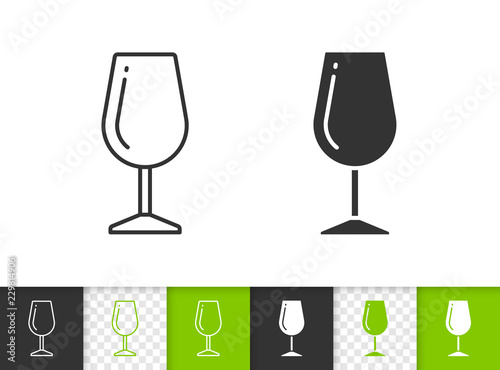 Wine Glass simple black line vector icon