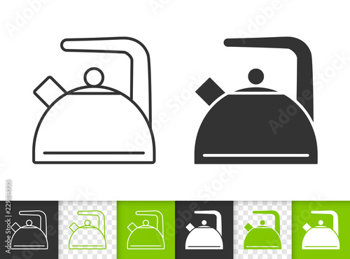 Kettle simple black line vector icon