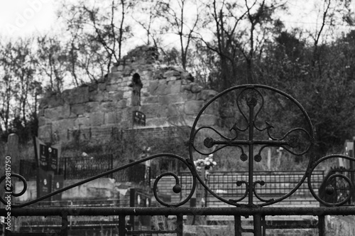 the remains of the demolished old church at the cemetery