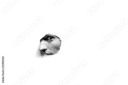 black and white texture, background, merges with parts of the face