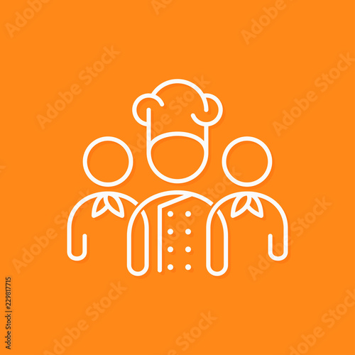 chef team icon line business concept on yellow background