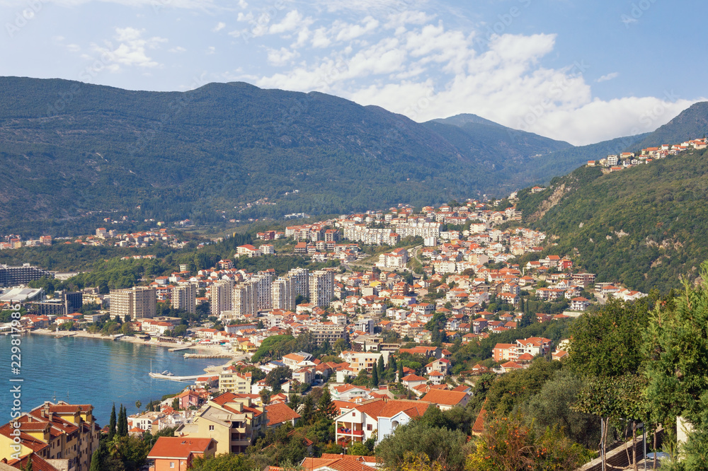 Mediterranean landscape. Montenegro, Adriatic Sea, Bay of Kotor, view of coastal town of Herceg Novi