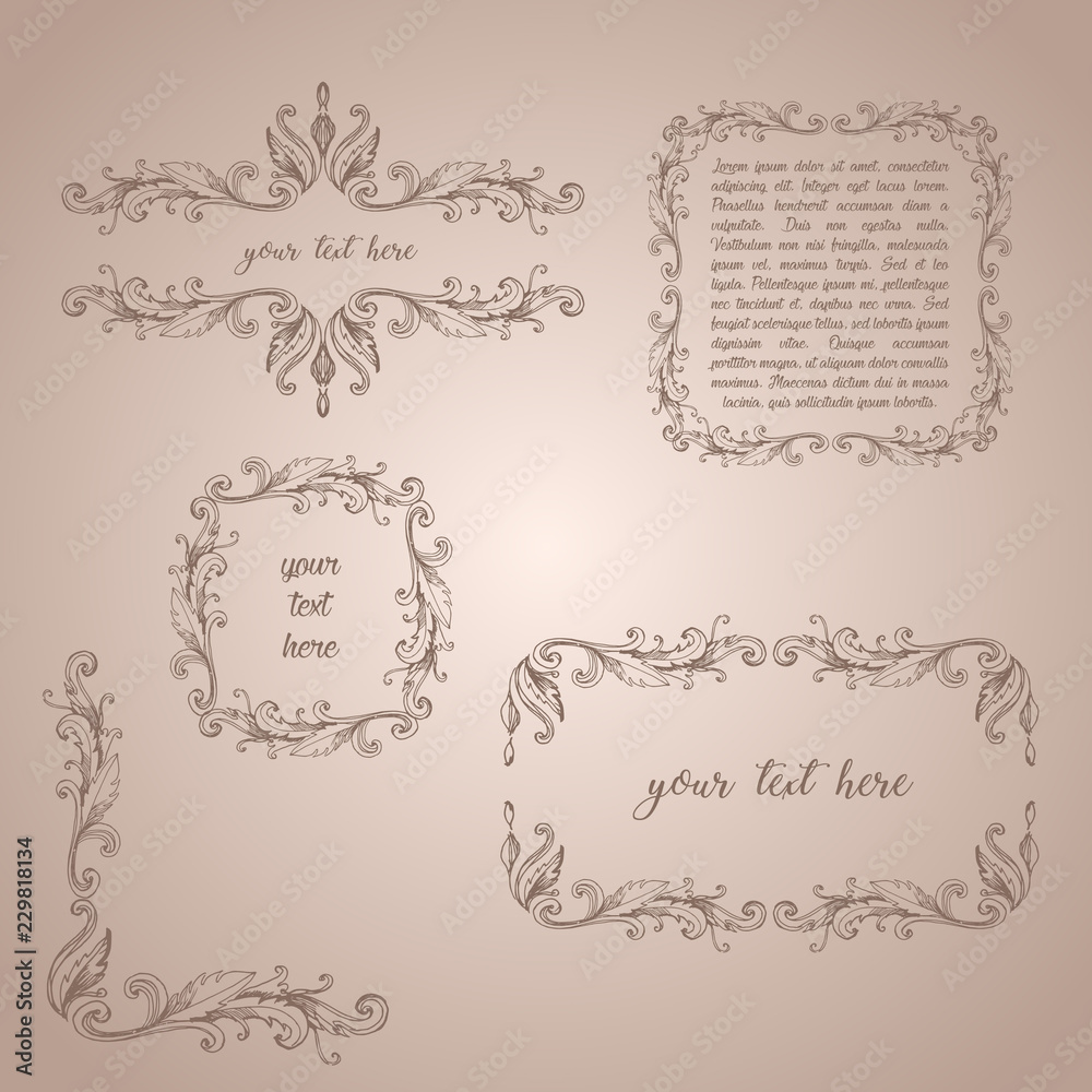 Vintage frame with ornament template