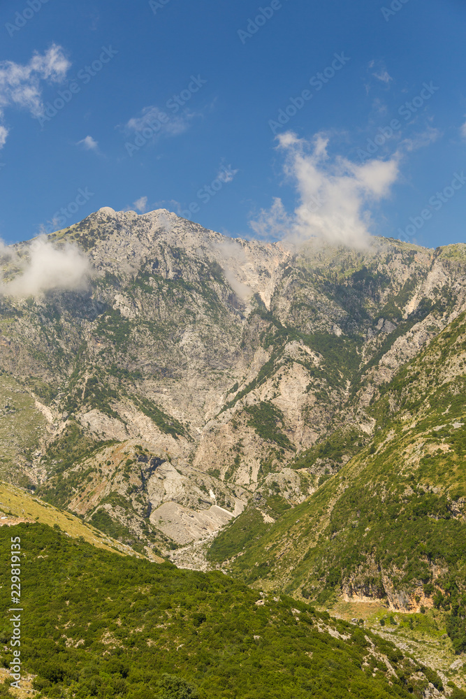 View from Llogara Pass to the Cikes mountains in Albania.