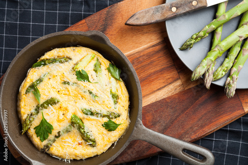 Asparagus frittata with Parma cheese.