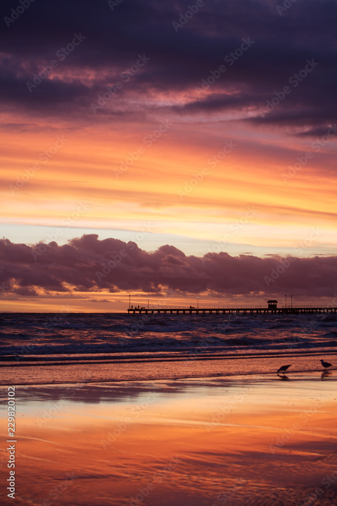 Purple and Orange Sunset Over the sea