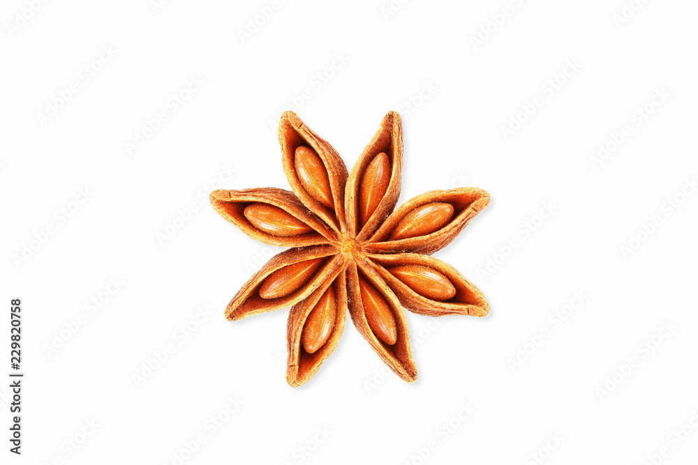 star anise spice in white background star anise spice in white background