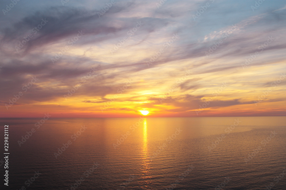 beautiful bright sunset on Blacj sea Batumi, Geargia