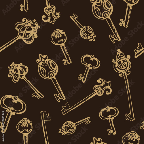 Vintage keys seamless pattern