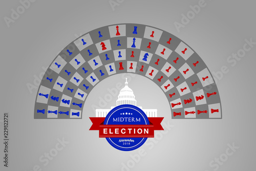 Tableau sur toile Illustration idea for the November 2018 US Midterm Election chess game