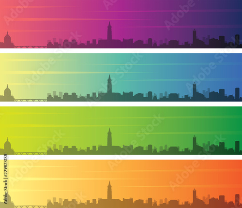 Toulouse Multiple Color Gradient Skyline Banner