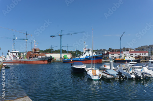 Navia, Spain, September 07, 2018: local port view with boats from Navia, in Spain