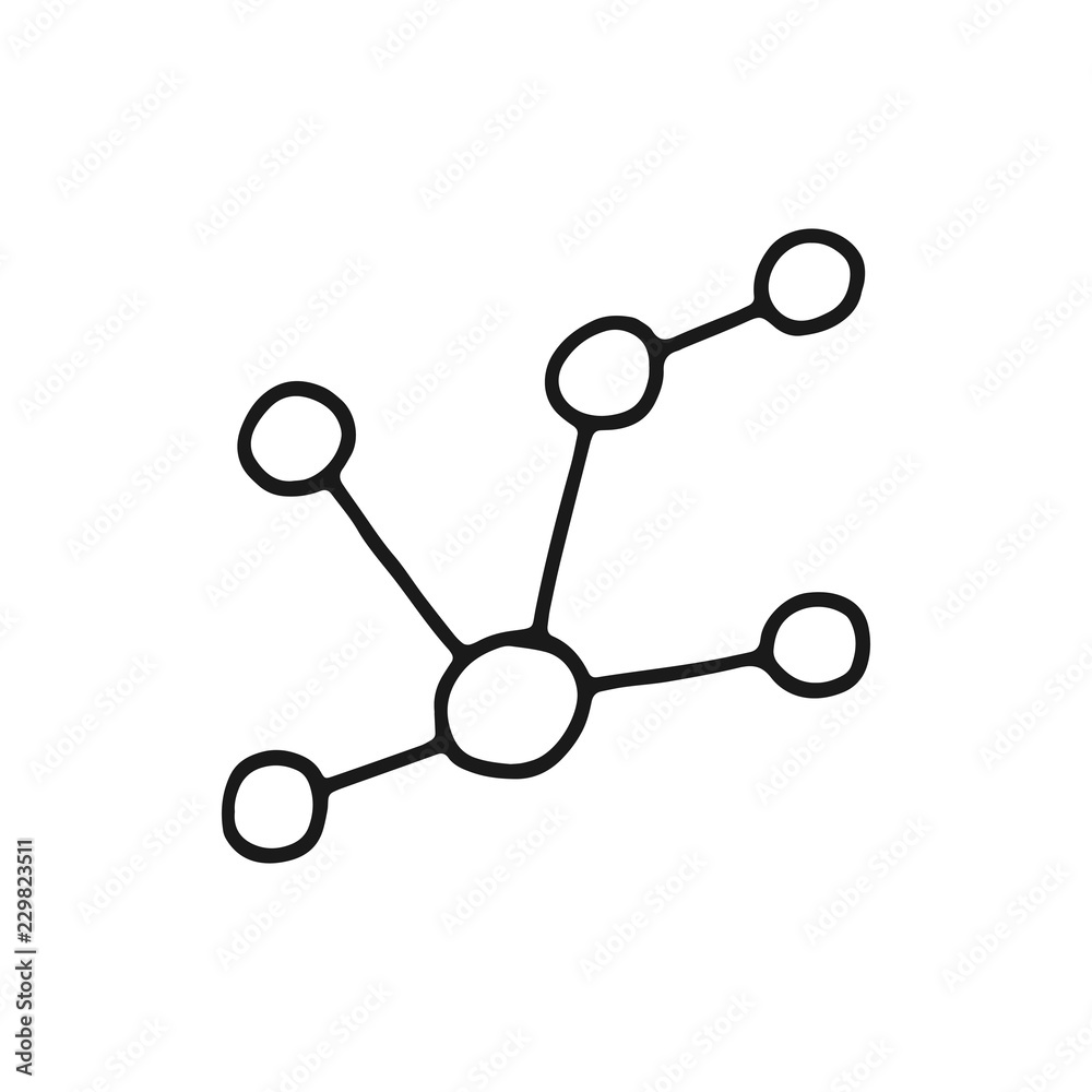 biological molecule sketch icon. particle and atom isolated object biological molecule sketch icon. particle and atom isolated object