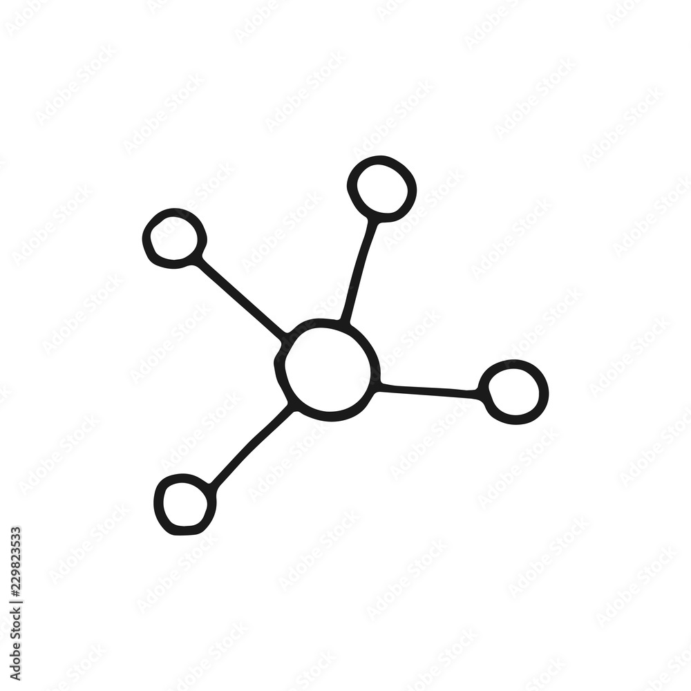 biological molecule sketch icon. particle and atom isolated object biological molecule sketch icon. particle and atom isolated object