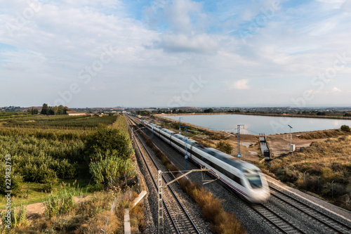 High Speed Train Running in Lleida Province (Spain)