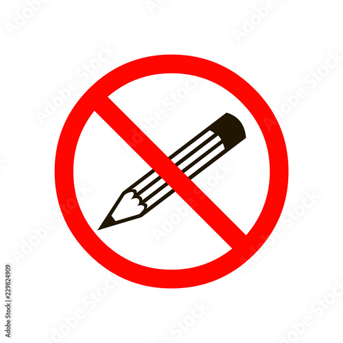 No Pen sign icon. Do not write. Red prohibition sign. Stop symbol