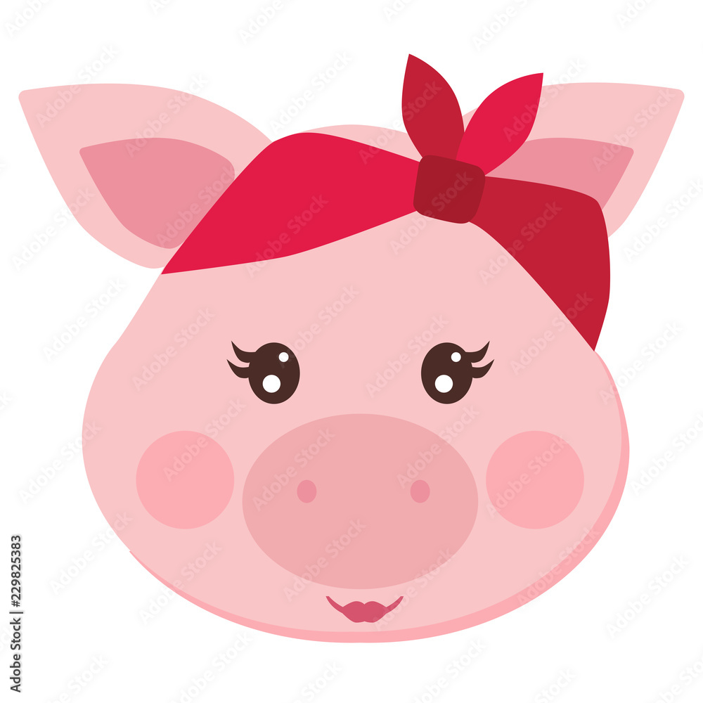 beautiful flat illustration pig beautiful flat illustration pig