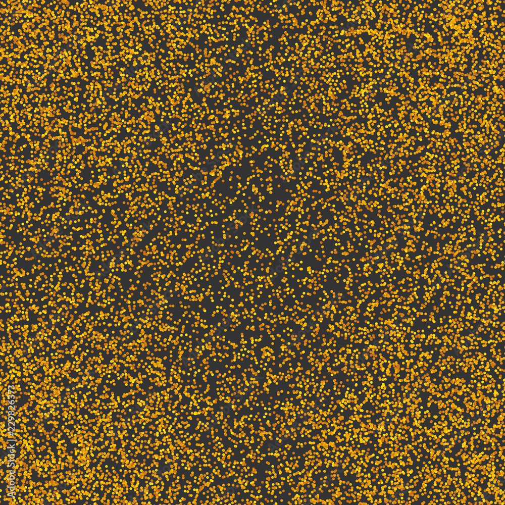 Messy gold dots on gray background. Golden glitter. Colorful festive seamless pattern with round shapes. Grunge dotted texture for wrapping paper, web. Vector illustration. Messy gold dots on gray background. Golden glitter. Colorful festive seamless pattern with round shapes. Grunge dotted texture for wrapping paper, web. Vector illustration.