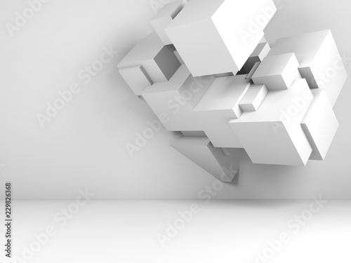 Installation of random cubes structure 3 d