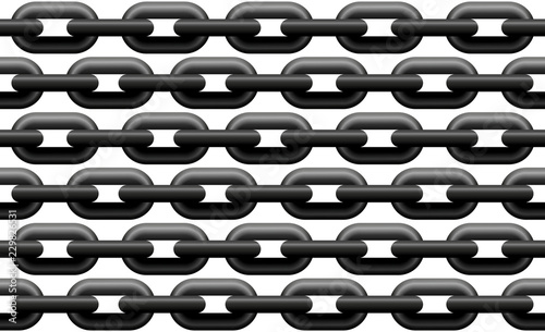 Iron chain pattern. Black metal chains, seamless extendable background. Vector illustration.