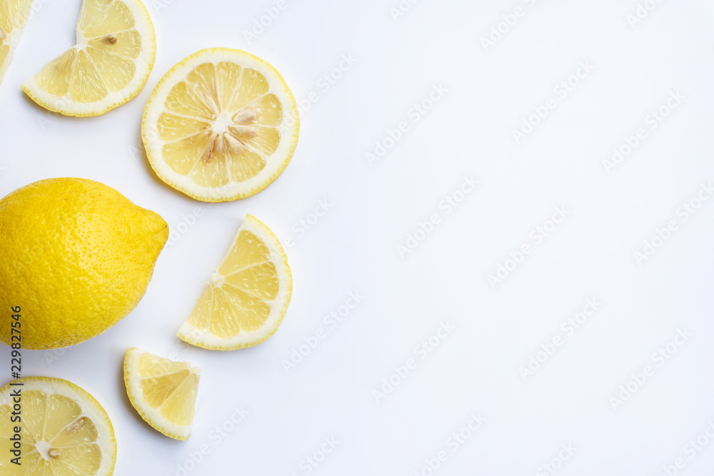 Fresh lemon slices on white background. Fresh lemon slices on white background.