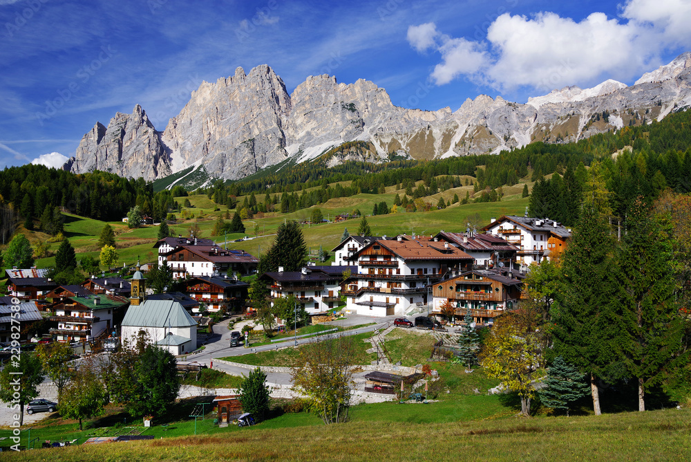 Alpine cloudy landscape in the Dolomites, Italy, Europe