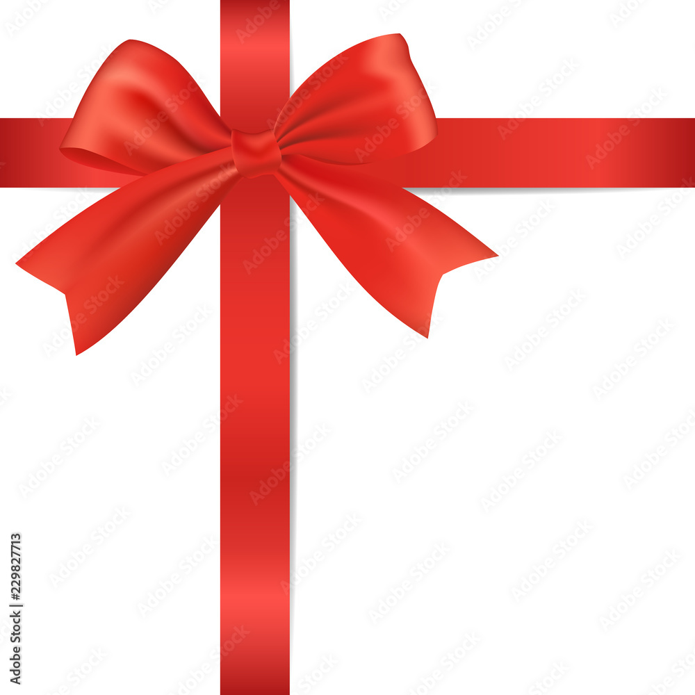 Realistic red bow with ribbon, isolated on whate background. Realistic red bow with ribbon, isolated on whate background.