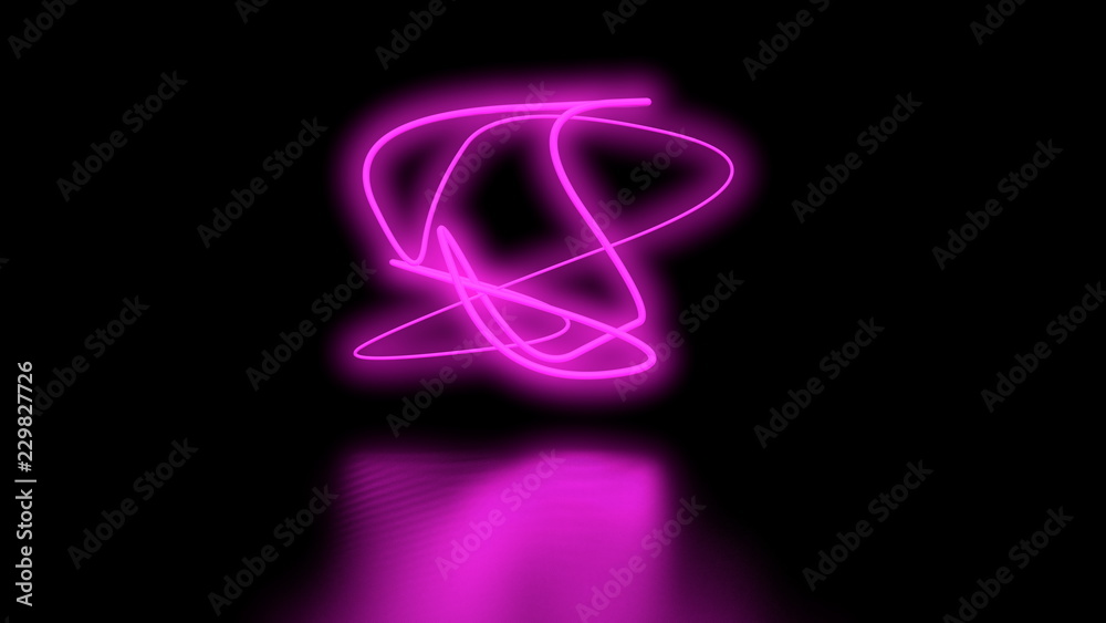 Futuristic Sci-Fi Abstract Purple Neon Light Shapes On Black Background wall and Reflective floor With Empty Space For Text 3D Rendering Illustration Futuristic Sci-Fi Abstract Purple Neon Light Shapes On Black Background wall and Reflective floor With Empty Space For Text 3D Rendering Illustration