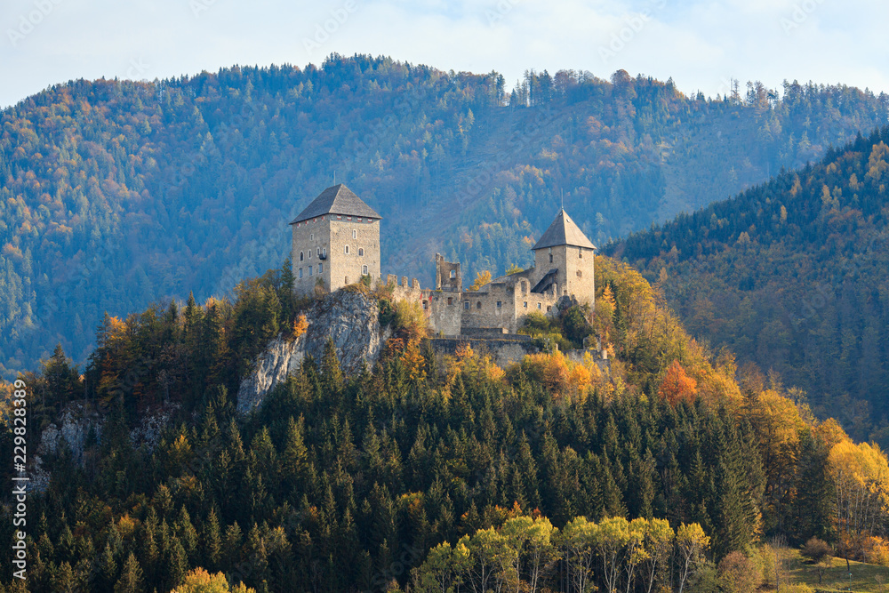 Gallenstein Castle, founded in 1278. Municitpality of Sankt Gallen, state of Styria, Austria.