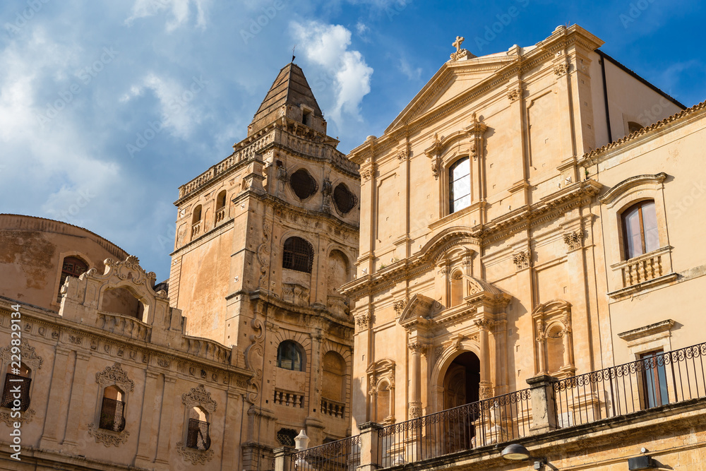 Architectural details in Noto, Sicily, Italy.