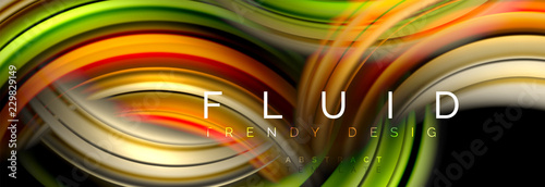 Mixing color waves on black, liquid flowing shapes