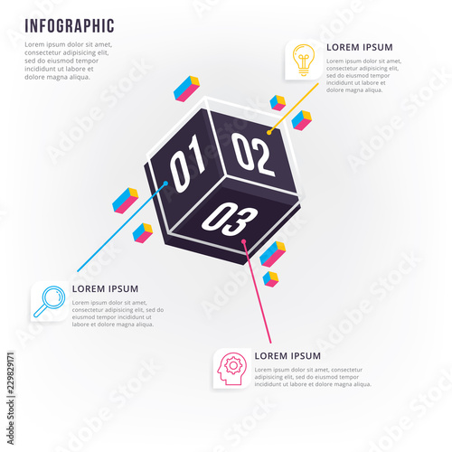 Modern and minimal 3D infographics. Thin line minimal infographic design template. Vector element for infographic