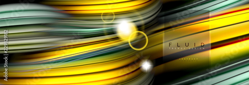 Mixing color waves on black, liquid flowing shapes