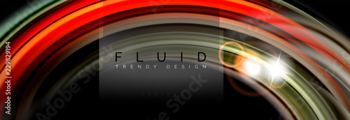 Mixing color waves on black, liquid flowing shapes