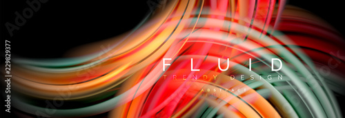 Mixing color waves on black, liquid flowing shapes