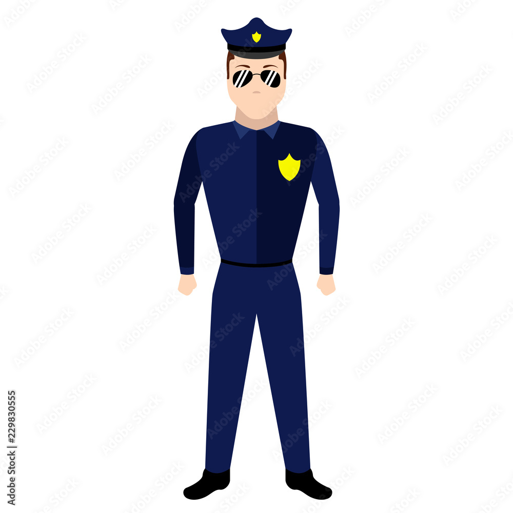 Isolated cute police cartoon character. Vector illustration design