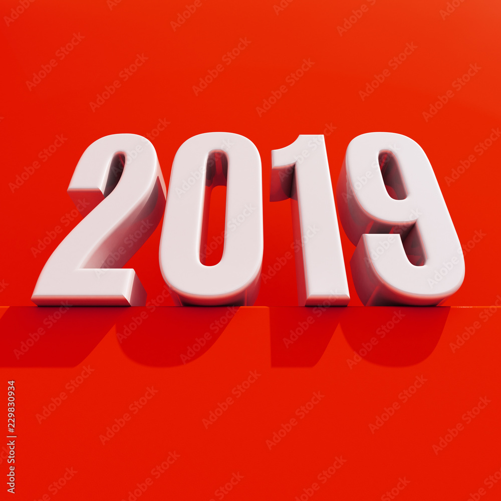 New Year Red 2019 Creative Design Concept 3D Rendered Image New Year Red 2019 Creative Design Concept 3D Rendered Image